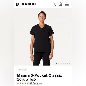 Jaanuu Magna Classic Scrub Top - Black, Size L